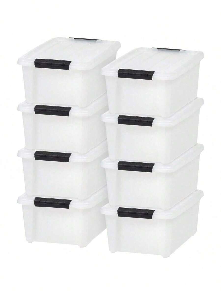 USA 33 Quart Stackable Plastic Storage Bins With Lids And Latching