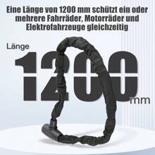 120cm Bicycle Lock High Security, Chain Lock Bicycle Made Of 6mm Hardened Steel, Long Bicycle Lock With 2 Keys, Children's Bicycle Lock For Bicycles, Motorcycles, Scooters, E-Bikes - 黑色 - 查看 8