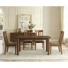 60" Rectangular Dining Table For 6 Person, Retro Kitchen Table, Wooden Dinner Room Table With Solid Wood Legs For Home Kitchen Restaurant Living Room, Ultra Easy To Assemble - Brown - View 1