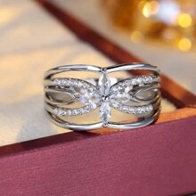 1 件优雅宽款时尚简约精致女士戒指，适合日常佩戴，适合食指 - 戒指 - 查看 10