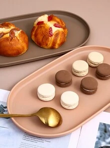 1pc/2pcs Ins-Style Oval Plates, Creative Restaurant Dessert Cake Serving Platters, Afternoon Tea And Coffee Shop Tableware - Multicolor - View 6