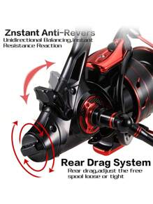 SOUGAYILANG Carp Spinning Fishing Reel 5.5:1/4.7:1 Gear Ratio 13+1 Stainless Steel BB Bait Feeder - Red - View 7