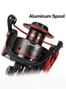 SOUGAYILANG Carp Spinning Fishing Reel 5.5:1/4.7:1 Gear Ratio 13+1 Stainless Steel BB Bait Feeder - Red - View 6