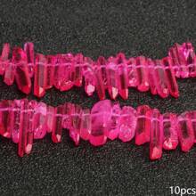 Natural Quartz Crystal Stick Spikes Points Beads 2-8cm Loose Raw Top Drilled Gemstone Beads For Jewelry Making DIY Accessories 10pcs