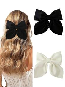 Juego de 2/3/4/5 pinzas para el cabello de colores cortas con lazo para niñas, pasadores de lazo clásicos suaves, diadema de seda vintage con pinza metálica, accesorios elegantes para el cabello, gran regalo para niñas