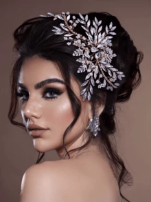 新娘婚礼高髻发型头饰女士配饰，复古优雅发带 HP277 - 金色 - 查看 2