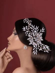 新娘婚礼高髻发型头饰女士配饰，复古优雅发带 HP277 - 金色 - 查看 4