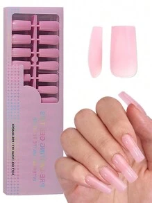 300 件/套粉色凝胶指甲贴 - 全覆盖，15 种尺寸，非常适合 DIY 设计、指甲探索和女性美甲 - 粉色 - 查看 1