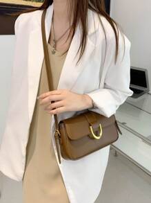 时尚 PU 皮革单肩包、潮流腋下包、女士优雅手提包和钱包 - 咖啡棕 - 查看 3