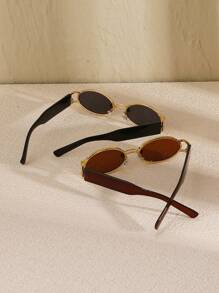 2 件装女士椭圆形镜框经典复古精致时尚眼镜组合适合度假装扮街拍宴会装饰 - 彩色 - 查看 3