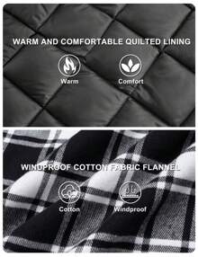 Men's Flannel Shirt Jacket Winter Warm Fleece Lined Plaid Coat Button Down Shirt With Pockets - Black - View 5