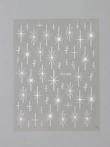 闪亮星星美甲贴纸金色银色黑白星光滑块 Y2K 金属镀铬自粘贴花 DIY 美甲装饰 - 彩色 - 查看 6