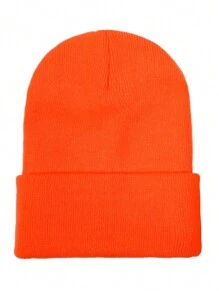 Solid Color Knit Beanie Hat With Personalized Logo, Versatile Unisex Ski Cap, Candy Colors, Outdoor For Men