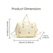 1pc Embroidered Bear Mommy Bag, Large Capacity Maternity Backpack, Shoulder And Crossbody Bag