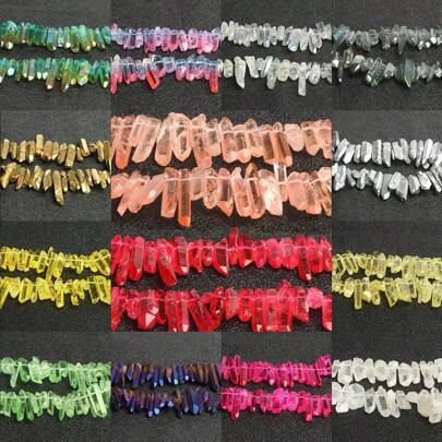 Natural Quartz Crystal Stick Spikes Points Beads 2-8cm Loose Raw Top Drilled Gemstone Beads For Jewelry Making DIY Accessories 10pcs