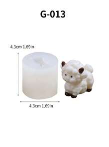 1 pieza Molde de silicona de oveja de dibujos animados, molde de adorno de yeso 3D, molde para velas aromáticas, molde de silicona creativo