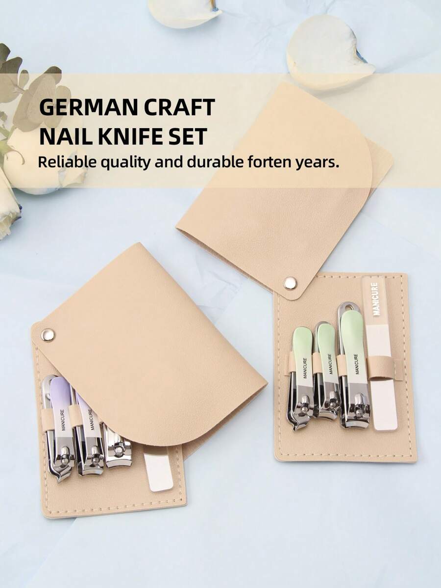 4pcs Stainless Steel Nail Clipper Set Classic Design With Concave