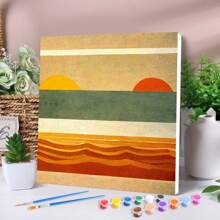 1 件带框数字油画卡通风景易于在画布上绘画亚克力工艺品极光图片可用作 DIY 礼物 20x20 厘米/7.87x7.87 英寸 - 彩色 - 查看 8