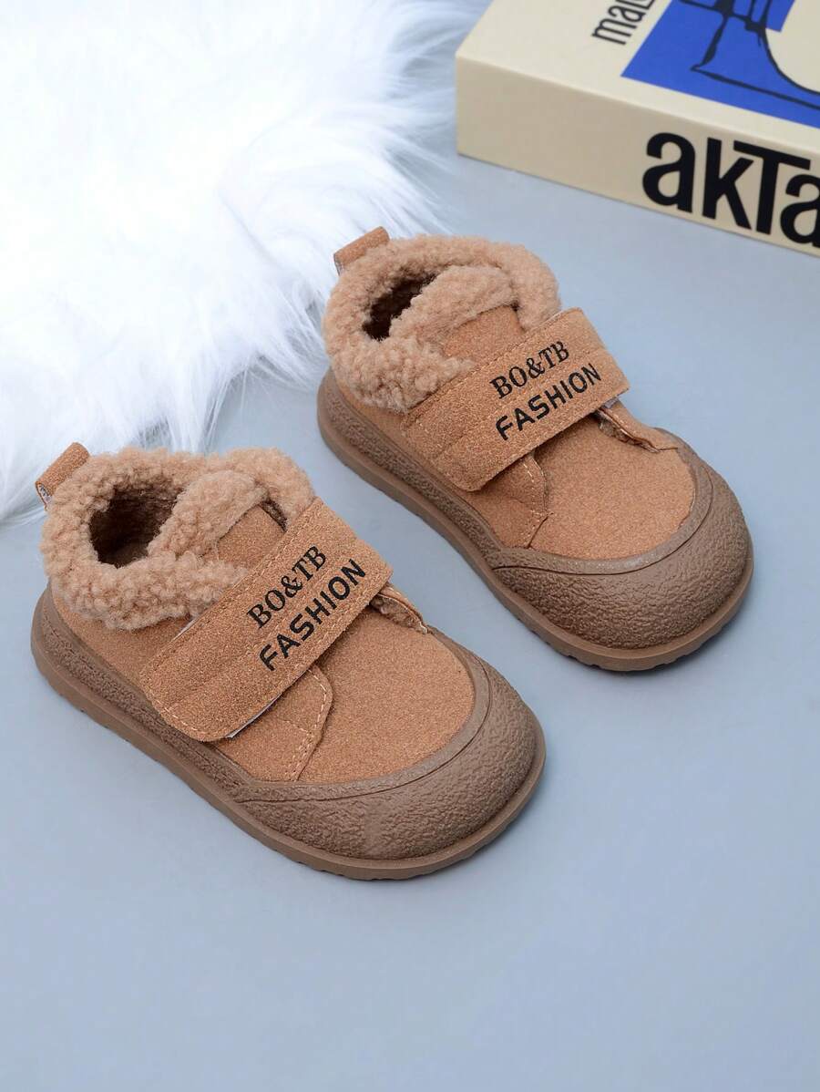 1 双冬季保暖舒适防滑休闲鞋，适合儿童、男孩和女孩 - 棕色 - 查看 1