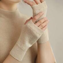 柔软舒适的女士羊绒露指手套 - 温暖、有弹性、露指手套袖套、灵活的打字手套，适合休闲外出和寒冷天气 - 彩色 - 查看 1