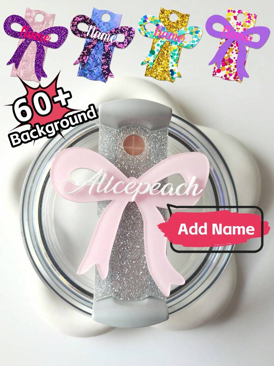 1pc, 40oz Glass Car Cup Bow Clover Cherry Nameplate. Personalized Love Valentine's Day Nameplate. Glass Straw Cap Accessories. Customized Cup Cap Nameplate. Handmade Gift. Valentine, Christmas, New Year Gift For Couples, Boyfriends, Girlfriends, Family And . Suitable For Anniversarys, Graduations, Weddings, Housewarm, Restaurant, Living Room, Bedrooms, Offices, Tea Room, Homes, Schools Water Bottles - nhiều màu - Xem 1