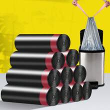 10 卷加厚抽绳垃圾袋，自封式无杂乱手持塑料垃圾袋，适用于家庭和厨房 - 彩色 - 查看 9