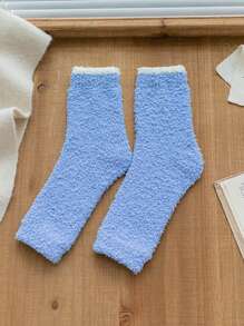1 Pair Coral Fleece Fluffy Leg Warmers, Winter Thick Knee Protector Leg Sleeve For Women, Cozy - Light Grey - View 14