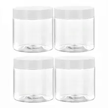 4pcs 7cm Diameter Plastic Storage Bottles With Lids, Paint/Cream/Mask Jars, Eye Cream/Face Cream Bottles, PET Transparent Sampling Containers For Cosmetics - White - View 13