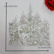 奢华银色和金色亮片和珠饰蕾丝贴花，适用于 DIY 牛仔服装 - 10.24 * 9.25 英寸 - 銀色 - 查看 5