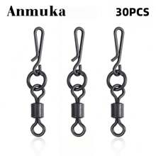30 chiếc khóa xoay bằng thép không gỉ chắc chắn, kẹp nối câu cá bền, thích hợp cho câu cá mồi và câu cá chép - màu đen - Xem 1