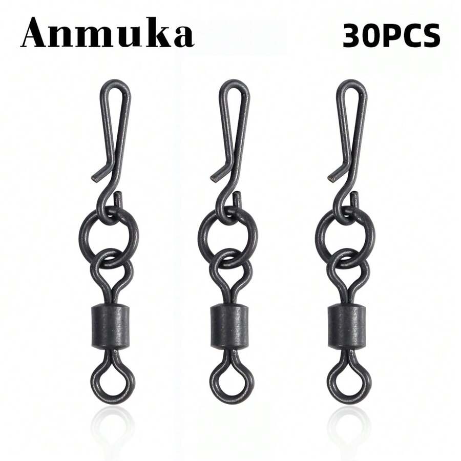 30 chiếc khóa xoay bằng thép không gỉ chắc chắn, kẹp nối câu cá bền, thích hợp cho câu cá mồi và câu cá chép - màu đen - Xem 1