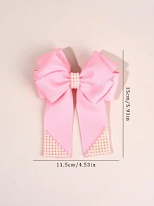 1 kẹp tóc nơ hồng cho bé gái, kẹp tóc cá sấu bằng vải ngọc trai, nơ tóc cho trẻ em, phụ kiện tóc thời trang cho trẻ mới biết đi, quà tặng tiệc - kẹp tóc nơ - Xem 7