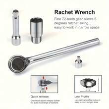 1 Set Socket Wrench 40 Pieces Tool Set For Car Bicycle Motorcycle Repair Multifunction Ratchet Wrench Combination Set Tool Box Socket Wrenches - Multicolor - View 10
