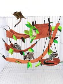 有趣的大老鼠攀爬搖擺玩具套裝-倉鼠吊床，松鼠鑽孔管，蜜獾枝葉！ - 彩色 - 查看 2
