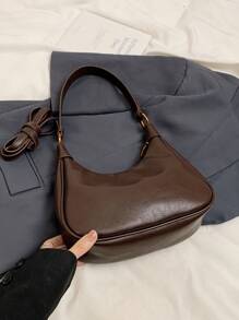 女士复古蜡染皮革迷你手提包，休闲斜挎单肩包，秋冬 - 咖啡棕 - 查看 6