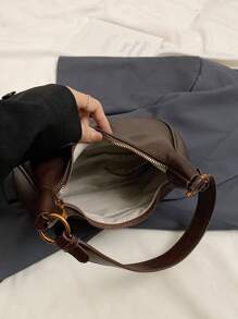 女士复古蜡染皮革迷你手提包，休闲斜挎单肩包，秋冬 - 咖啡棕 - 查看 4