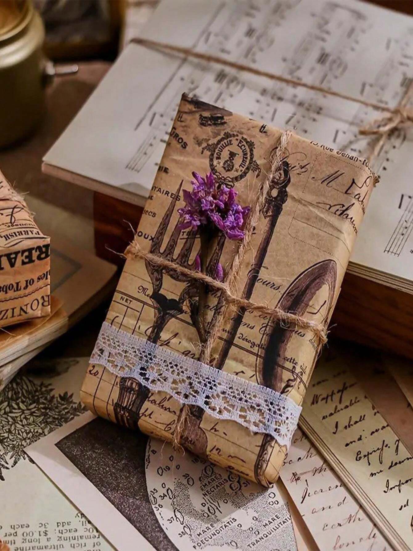 30 Sheets Vintage Scrapbook Paper Large Size 14*20cm (5.5*7.9 Inch) Non