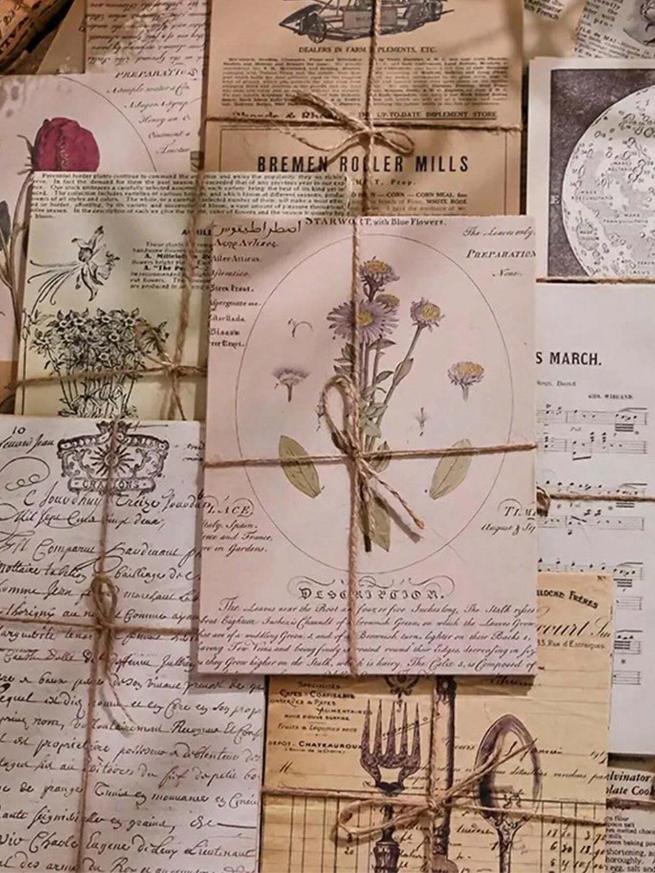 30 Sheets Vintage Scrapbook Paper Large Size 14*20cm (5.5*7.9 Inch) Non