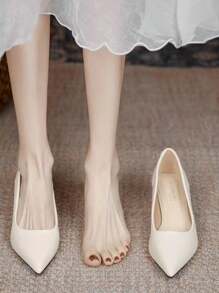 2024 Wiosna Nowość Eleganckie Białe Buty Na Wysokim Obcasie Dla Kobiet, Czółenka Sukienki Druhny, Obuwie Profesjonalne Na Wąskim Obcasie Antypoślizgowe