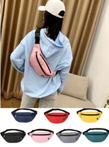 1件装新款简约腰包休闲运动男女胸包多用途大容量上班休闲运动耐打日常跑步磨砂收银手机钱包 - 彩色 - 查看 1