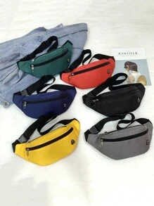1件装新款简约腰包休闲运动男女胸包多用途大容量上班休闲运动耐打日常跑步磨砂收银手机钱包 - 彩色 - 查看 2
