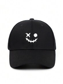 男女通用街头风格趣味笑脸图案印花棒球帽，可调节户外遮阳帽，休闲运动帽，适合日常通勤 - 彩色 - 查看 2