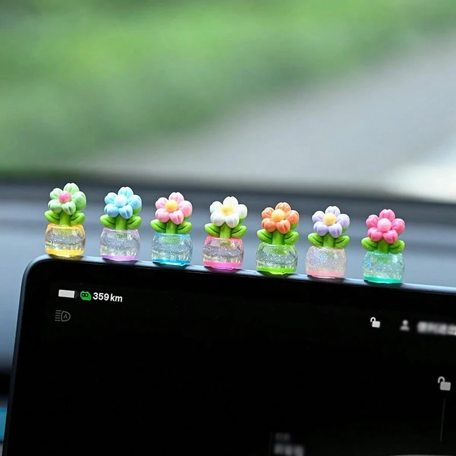 5 piezas Macetas mini lindas de colores aleatorios, accesorios de decoración para el salpicadero del coche - Unitalla - Ver 1