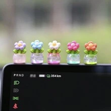 5 piezas Macetas mini lindas de colores aleatorios, accesorios de decoración para el salpicadero del coche - Unitalla - Ver 3