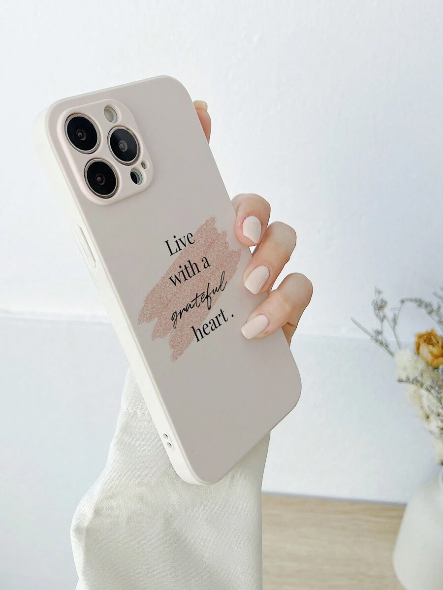 Inspirational Minimalist Slogan Faux Leather Soft Phone Case - Multicolor - View 1