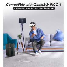 Cable de enlace Transnovo de 16 pies compatible con Meta/Oculus Quest 3, Quest 2/Pro/Pico 4 Accesorios y PC/SteamVR, transferencia de datos de PC a alta velocidad de 5 Gbps, adaptador USB 3.0 A-C para auriculares de realidad virtual de juegos - Unitalla - Ver 7