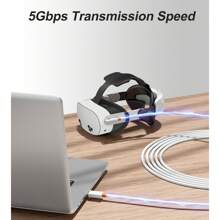 Cable de enlace Transnovo de 16 pies compatible con Meta/Oculus Quest 3, Quest 2/Pro/Pico 4 Accesorios y PC/SteamVR, transferencia de datos de PC a alta velocidad de 5 Gbps, adaptador USB 3.0 A-C para auriculares de realidad virtual de juegos - Unitalla - Ver 6