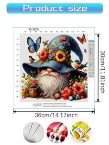 1 套矮人图案十字绣绘画套件，DIY 针线艺术，11CT 十字绣布画工艺品，手工十字绣印花套装材料，适用于家居墙壁装饰和礼物（无框架） - 彩色 - 查看 2