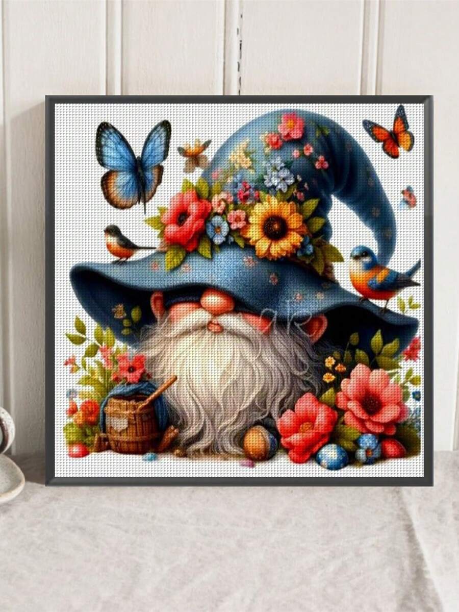 1 套矮人图案十字绣绘画套件，DIY 针线艺术，11CT 十字绣布画工艺品，手工十字绣印花套装材料，适用于家居墙壁装饰和礼物（无框架） - 彩色 - 查看 1