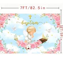 Phông nền chụp ảnh lễ rửa tội đầu tiên Trang trí tiệc lễ rửa tội Banner Nền ảnh Chúa ban phước cho hoa - Loại C - Xem 5